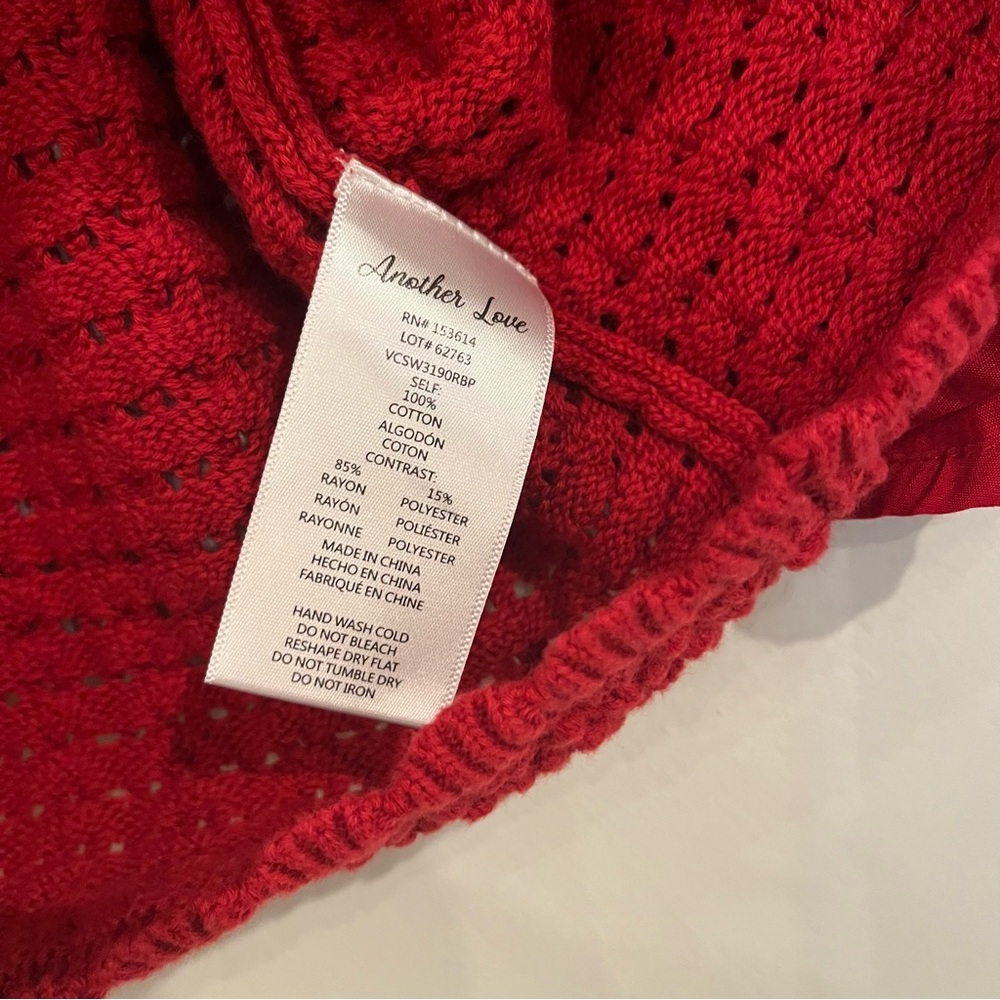 Another Love Red Crochet Blouse Size M - Picture 5 of 11
